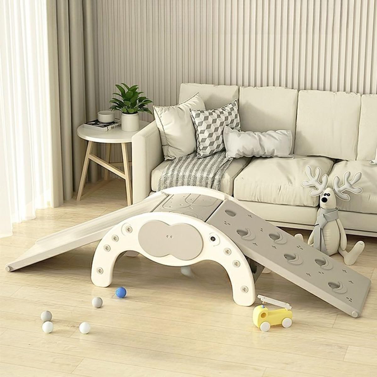 Home Gym For Toddlers - ชุดปีนป่ายในร่มสำหรับเด็กเล็ก พร้อมสไลเดอร์ บอร์ดทรงตัว และของเล่นแบบเปลโยก สำหรับเด็กชายและเด็กหญิง สนามเด็กเล่นในร่ม