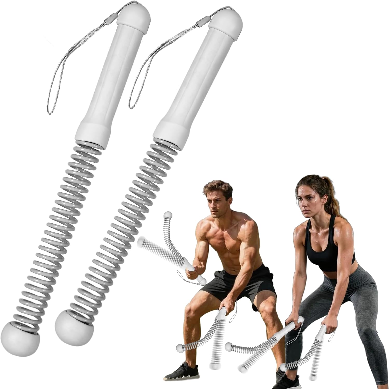 Home Gym No Equipment - เชือกออกกำลังกายแบบไร้สายรุ่นที่ 2 สำหรับยิมที่บ้าน, เชือกออกกำลังกายแบบไร้สายแบบพกพาสำหรับงานหนักพร้อมสปริงในตัว (ไม่มีสกรู), เชือกออกกำลังกายแบบถ่วงน้ำหนักสำหรับผู้ชายและผู้หญิง,