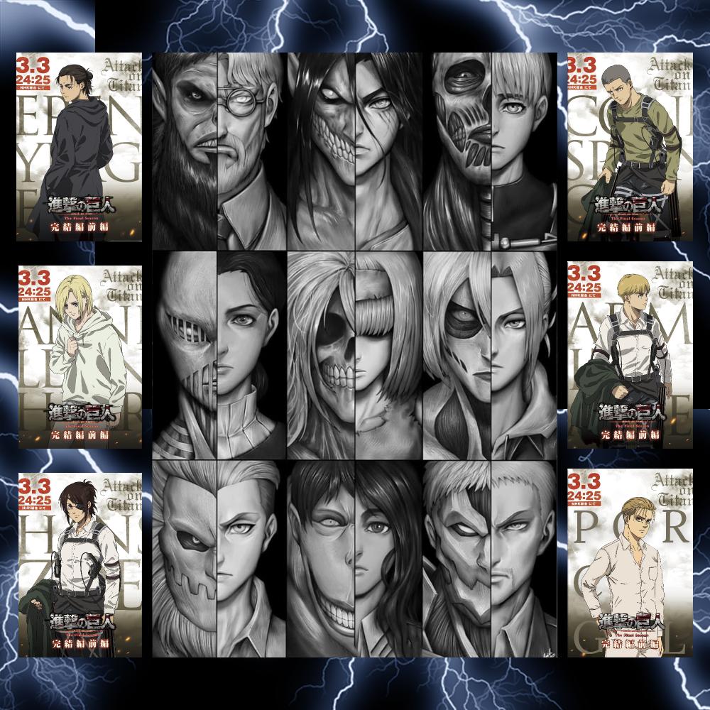 Home Gym On Wall - โปสเตอร์อนิเมะแอคชั่น Attack on Titan แบบติดผนังด้วยตัวเอง ภาพพิมพ์