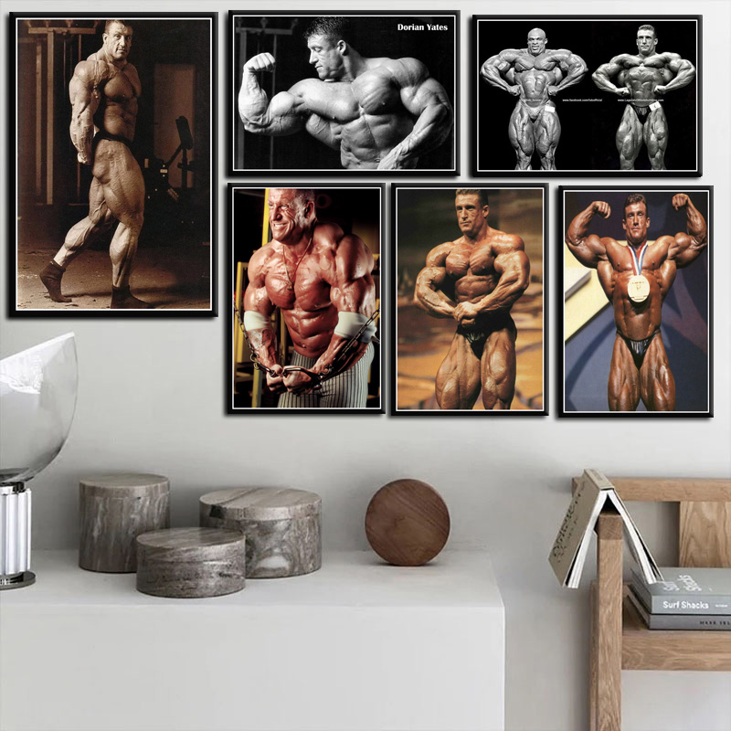 Home Gym On Wall - โปสเตอร์ผ้าใบพิมพ์ลายสำหรับนักเพาะกายกล้ามเนื้อสำหรับตกแต่งห้องนั่งเล่นบ้าน