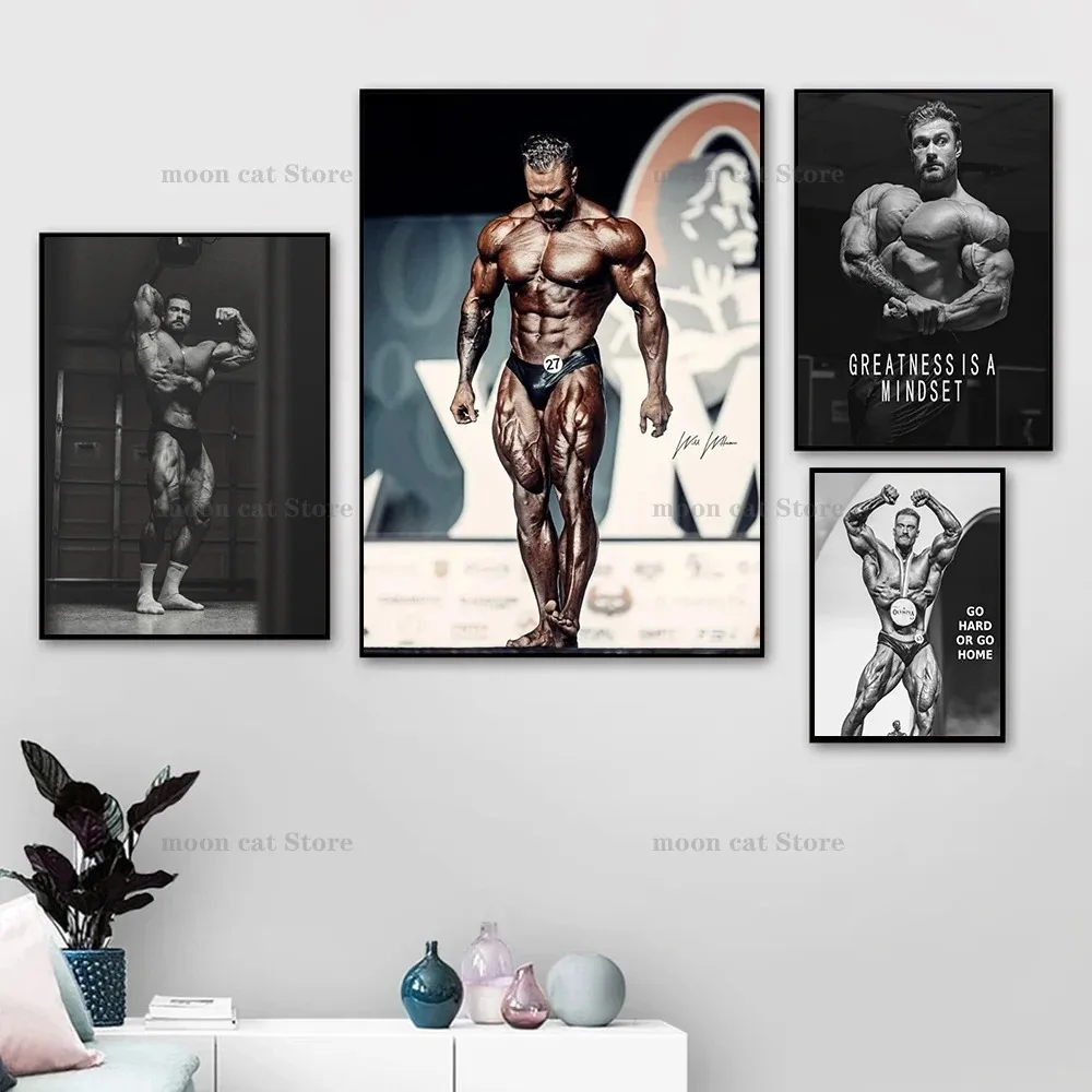 Home Gym On Wall - ภาพวาดผ้าใบ Chris Bumstead Bodybuilder ฟิตเนสสร้างแรงบันดาลใจคําคมโปสเตอร์กล้ามเนื้อ Man