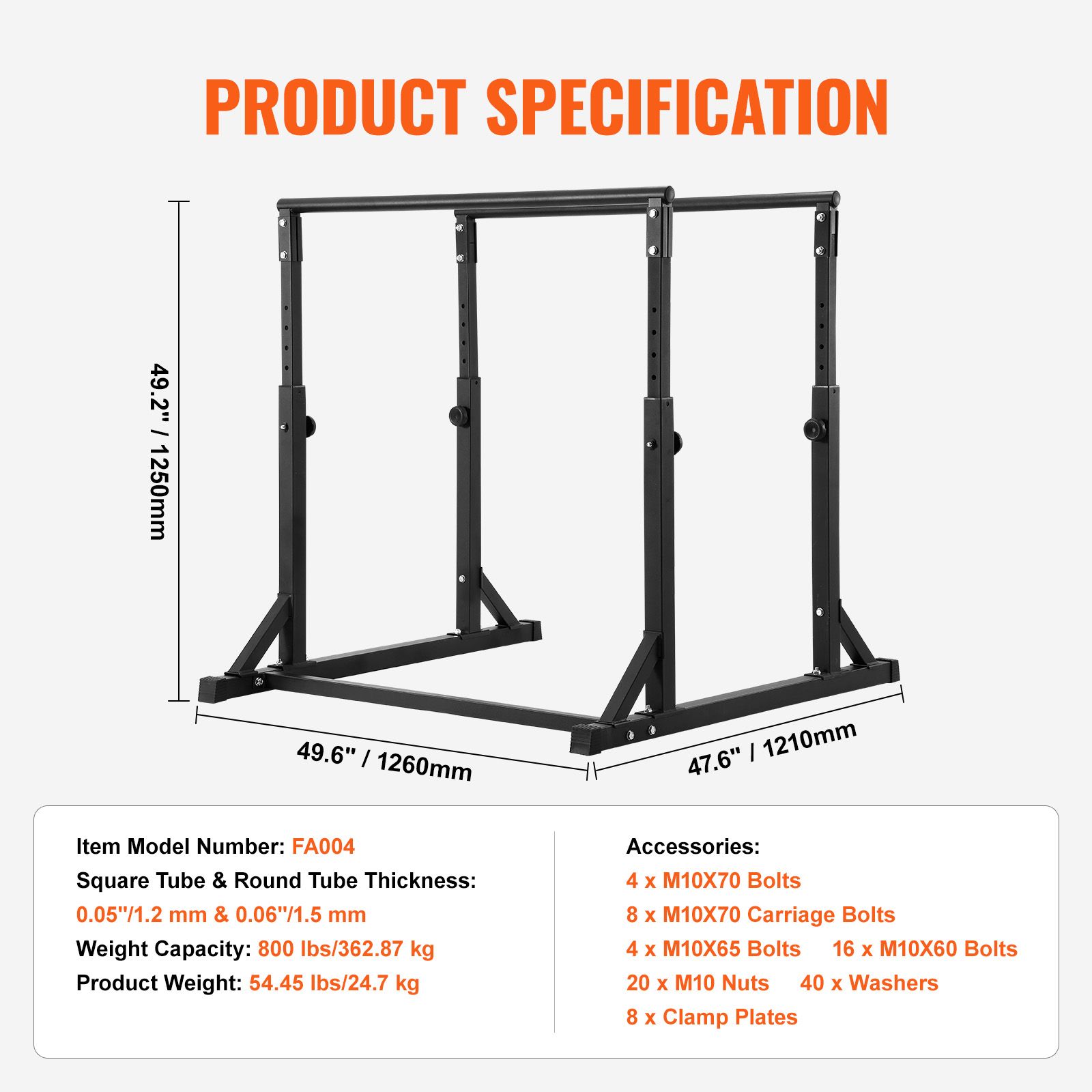 Dip Station Parallel - ดิปบาร์ รับน้ำหนักได้ 800 ปอนด์ แท่นดิปแบบปรับระดับความสูงได้ แท่นออกกำลังกายดิปบาร์พร้อมตัวกันสั่น