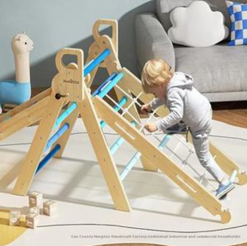 Home Gym For Toddlers - ของเล่นยอดฮิต ชุดปีนป่ายสามเหลี่ยมพิคเลอร์สำหรับเด็กเล็ก ทำจากไม้ พร้อมทางลาดและโค้งโยก สำหรับเล่นในร่ม