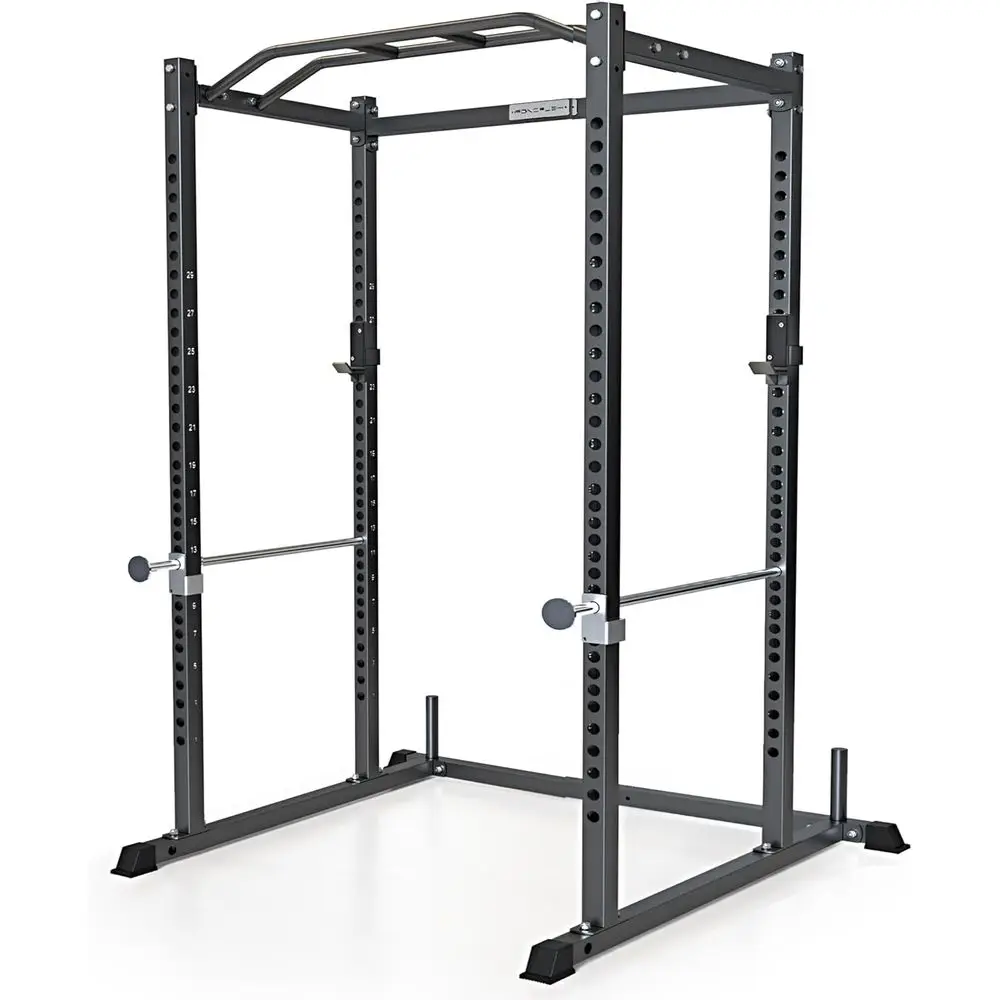 Home Gym Options - แร็คสควอทอเนกประสงค์พร้อมบาร์นิรภัยแข็งแรงและ J-Hook - อุปกรณ์เสริม Lat Pulldown