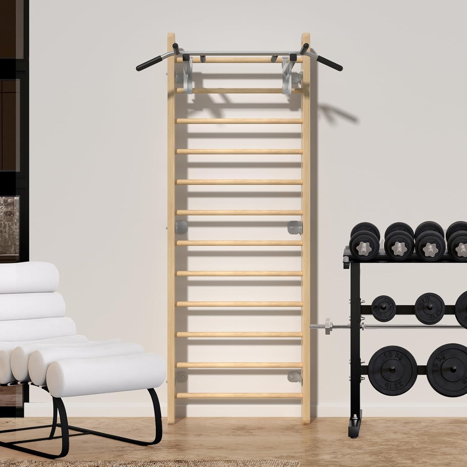บันไดสวีเดน ทำจากไม้สน พับเก็บ - Home Gym Options บทวิจารณ์และราคา